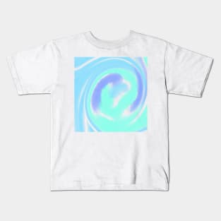 Blue green watercolor fluid paint art Kids T-Shirt